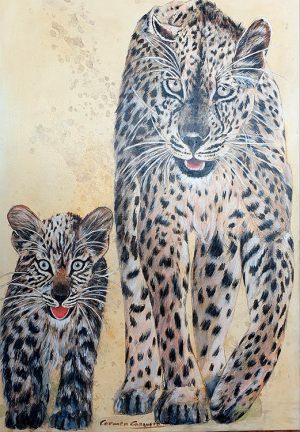 TRAS SUS PASOS - Técnica mixta sobre lienzo - 80cm x 60cm
