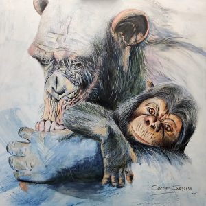 EN EL REGAZO - Técnica mixta sobre lienzo - 80 x 80 cm