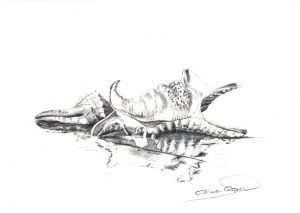 EN LA PLAYA - Papel lápiz - 30x21cm